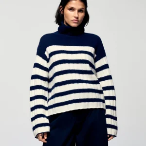 Pull Col Roulé Marinière (H25 / FEMME / Navy)