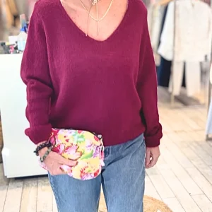 Pull Milo bordeaux -maille fine