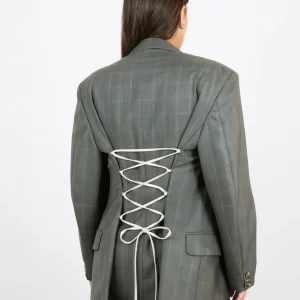 Blazer Corset Gris à carreaux