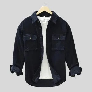 Chemise Homme Velours Bleu Marine