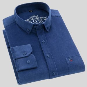 Chemise Velours Bleu Homme