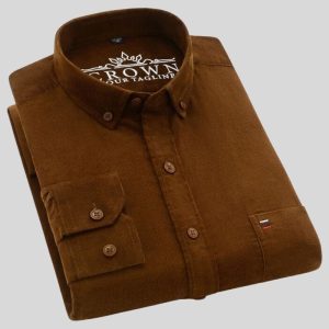 Chemise Velours Marron Homme