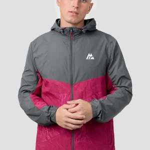 Geo M Print Windbreaker - Slate Grey/Cherry