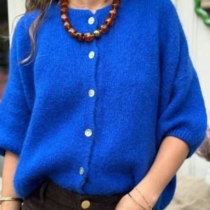 GILET AVEC MOHAIR - BLEU ELECTRIQUE - AURELIE