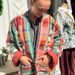 VESTE BRODEE FLEUR BLANCHE - NATACHA - EXCLU WEB