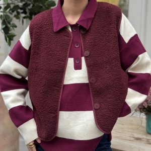 VESTE SANS MANCHE SHERPA BORDEAUX