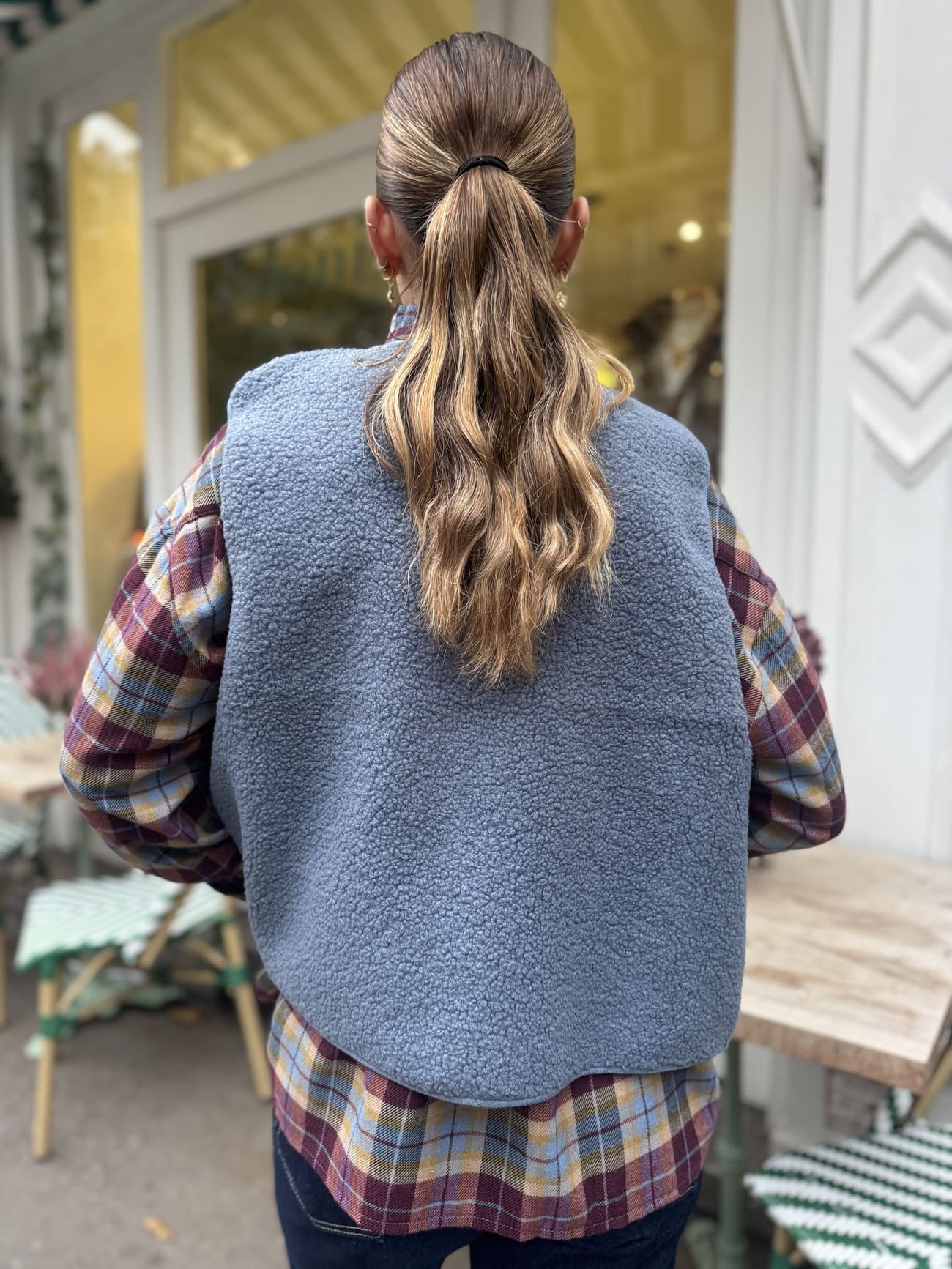 VESTE SANS MANCHE SHERPA BLEU CIEL – Image 3