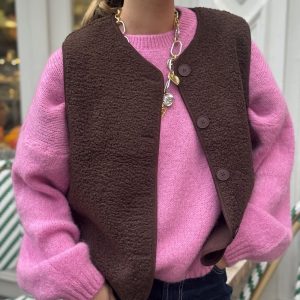 VESTE SANS MANCHE SHERPA MARRON