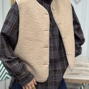 VESTE SANS MANCHE SHERPA BEIGE