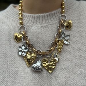 COLLIER BRELOQUES FIOL DORÉ ET ARGENTÉ