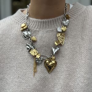 COLLIER BRELOQUE DORÉ ET ARGENTÉ