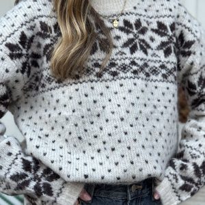 PULL BEIGE JACQUARD MARRON