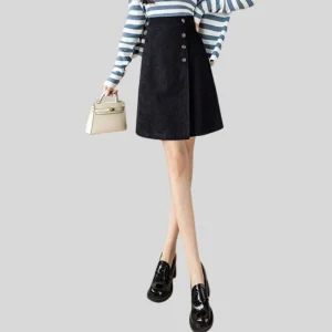 Jupe Velour Cotelé Noir