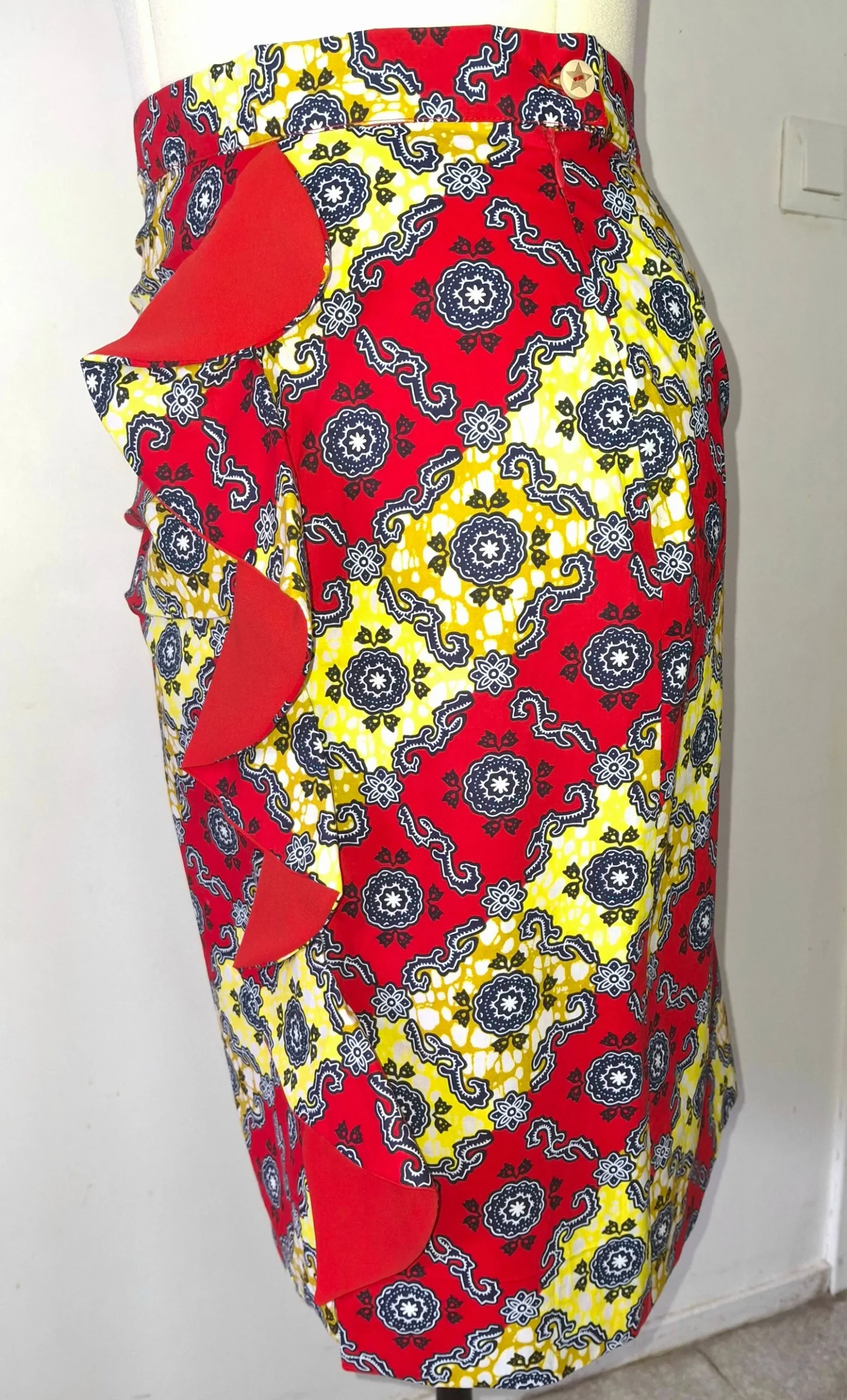 Jupe droite à volants - Super wax – Image 2