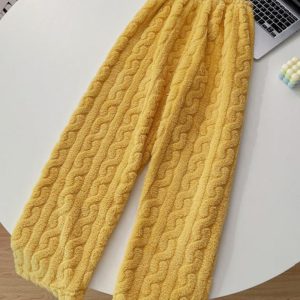 Pantalons doux et pelucheux à jambes longues