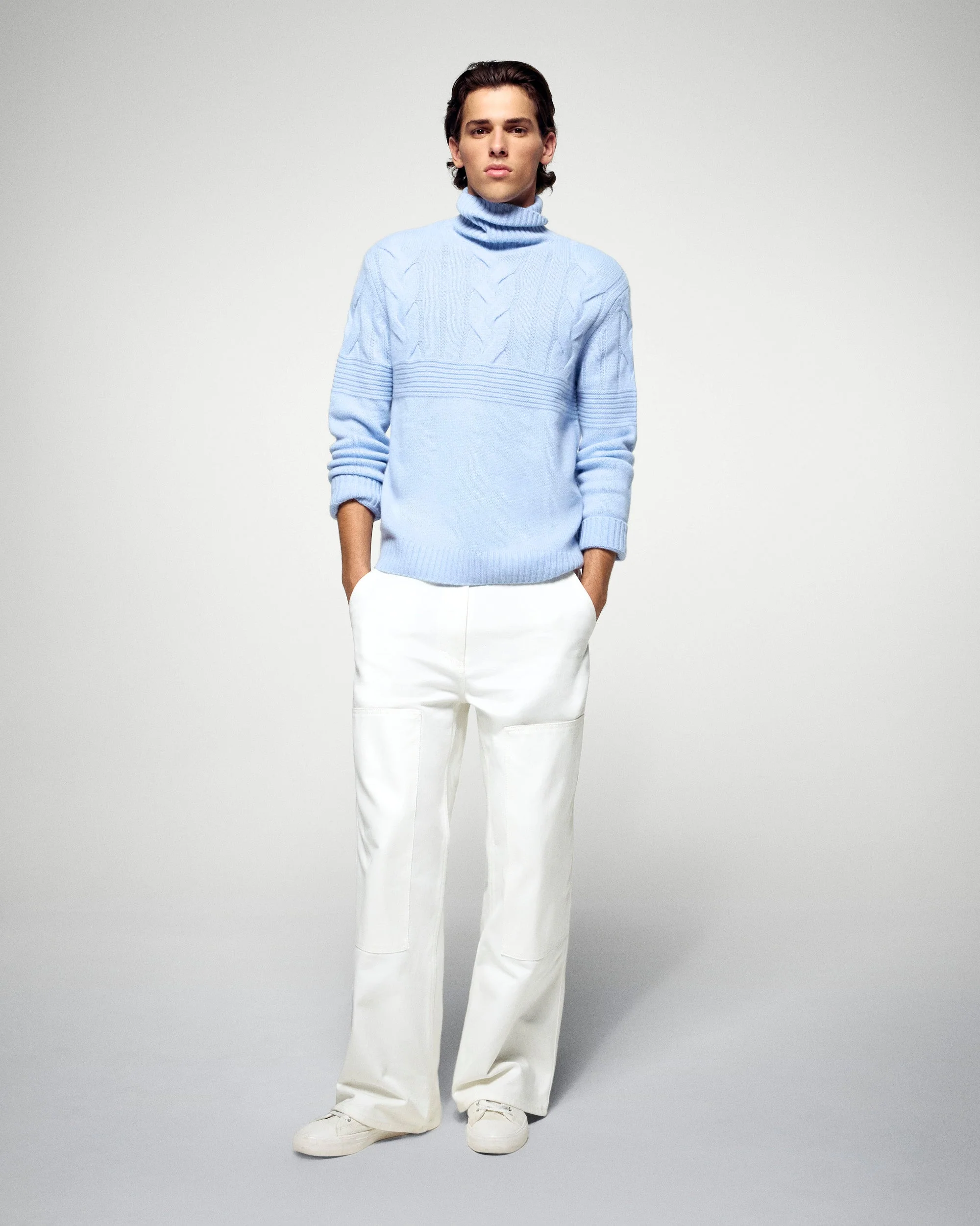 Pull Col Roulé Torsades (H25 / HOMME / Smooth Blue) – Image 3