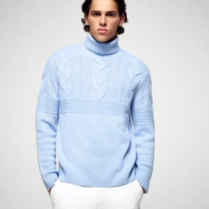 Pull Col Roulé Torsades (H25 / HOMME / Smooth Blue)