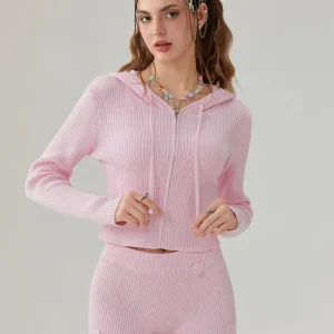 Ensemble court en tricot pour la maison avec capuche