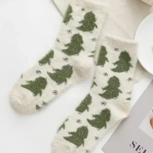 Chaussettes longues à motifs de dinosaures en peluche