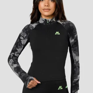 Fusion Print 1/4 Zip - Black/Winter Sky