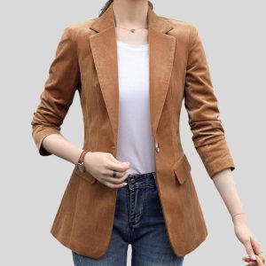 Veste Blazer Velour Cotelé Femme