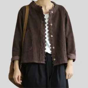 Veste Velours Cotele Marron Femme
