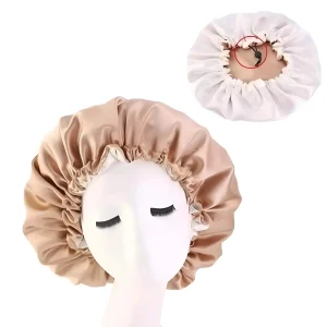 Bonnet de sommeil en satin avec cordon de serrage ajustable