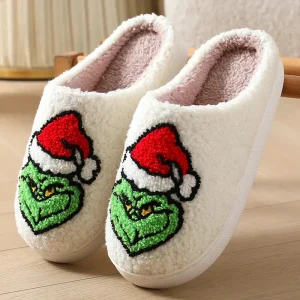 Chaussons de Noël avec motif Grinch