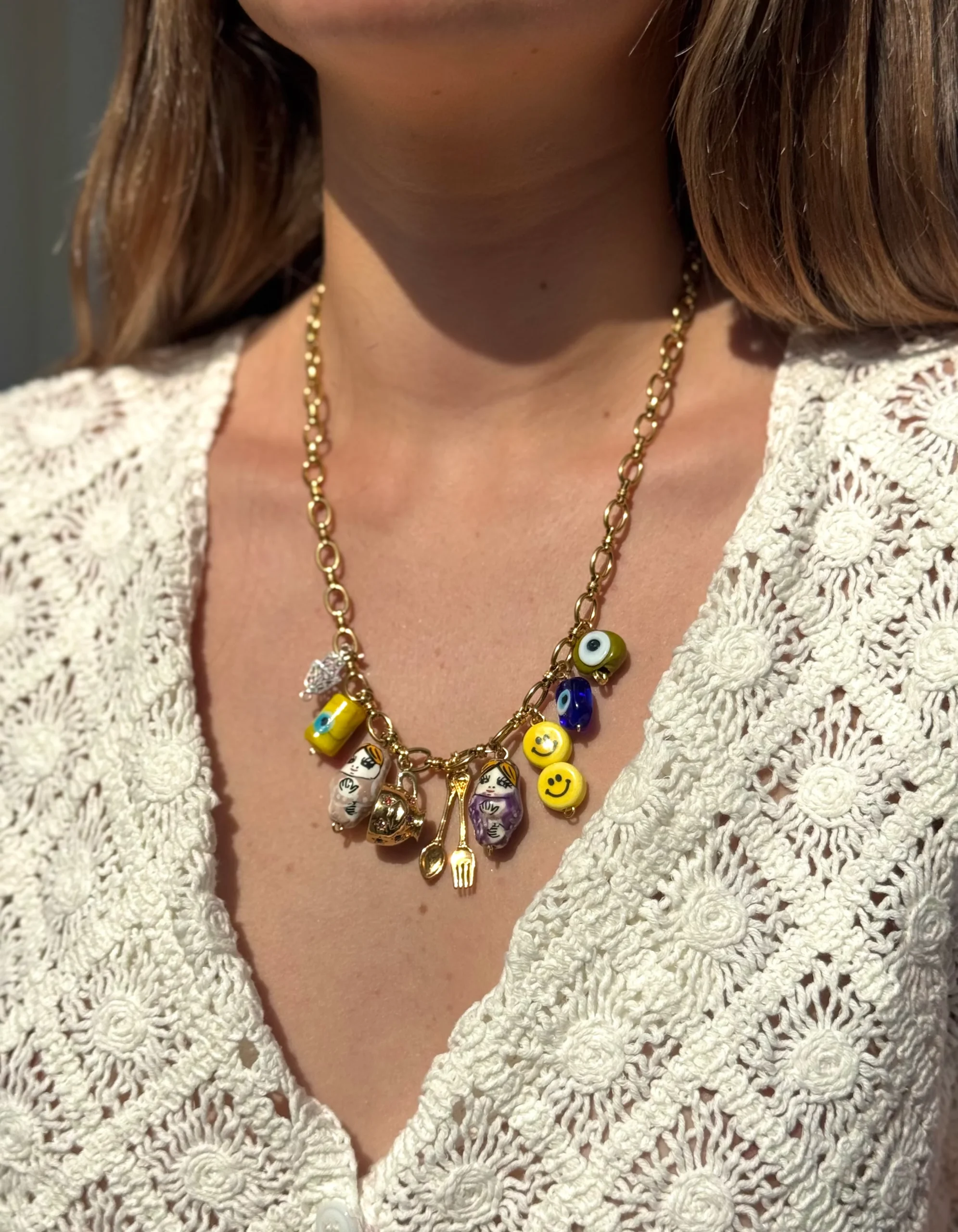 COLLIER KCHOUSH CHARMS PROSPERITE PARTAGE ET MAIN DE FATIMA – Image 2