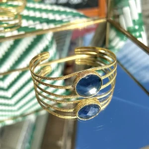 BRACELET LAITON ET PIERRE BLEUE MARINE - IVAN