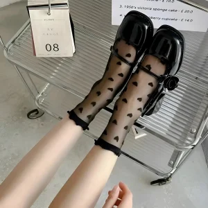 Chaussettes à imprimé cœur transparent