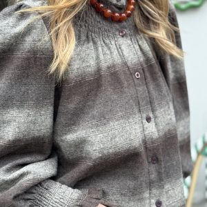 CHEMISE COL VICTORIEN - GRISE - GRETA