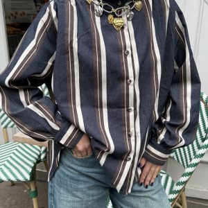 CHEMISE FEMME RAYE - COL VICTORIEN - ISLA