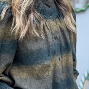 CHEMISE FEMME COL VICTORIEN - VERT - GRETA