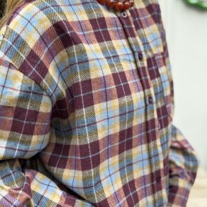 CHEMISE FEMME - ECOSSAIS BORDEAUX - SUE ELLEN