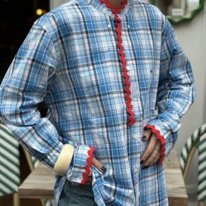 CHEMISE ENSEMBLE CREATION - ECOSSAIS BLEU - JOSEPHINE