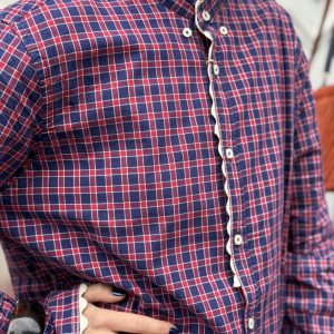 CHEMISE ENSEMBLE CREATION - ECOSSAIS ROUGE ET BLEU - HELOISE