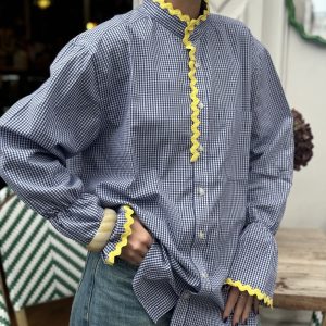 CHEMISE UPCYCLEE - ENSEMBLE CREATION - VICHY BLEU - NOUR