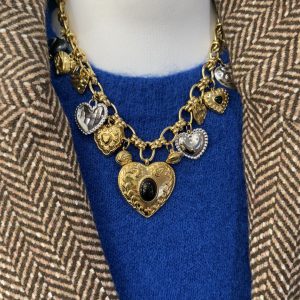 COLLIER BRELOQUE CŒUR OR ET ARGENT