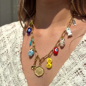 COLLIER MAMIE ESTHER 11 CHARMS PRECIOUS PROSPERITE ET ABONDANCE