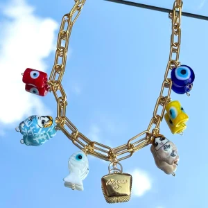 COLLIER KCHOUSH MAMIE ESTHER 7 CHARMS TRESOR ET PROTECTION