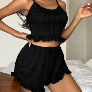 Pyjama court femme avec volants