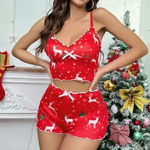 Pyjama court à bretelles de Noël