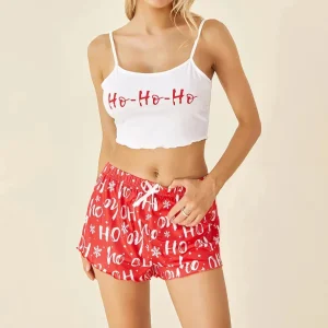 Pyjama court à bretelles pour Noël