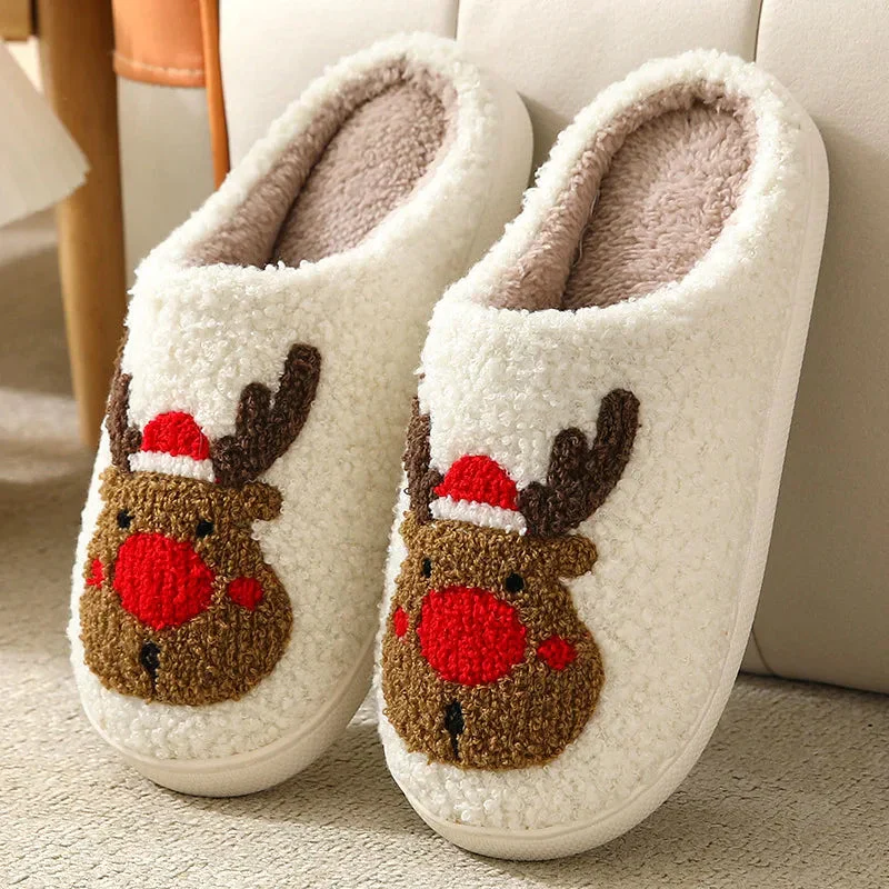 Chaussons moelleux de Noël avec motif de renne – Image 2