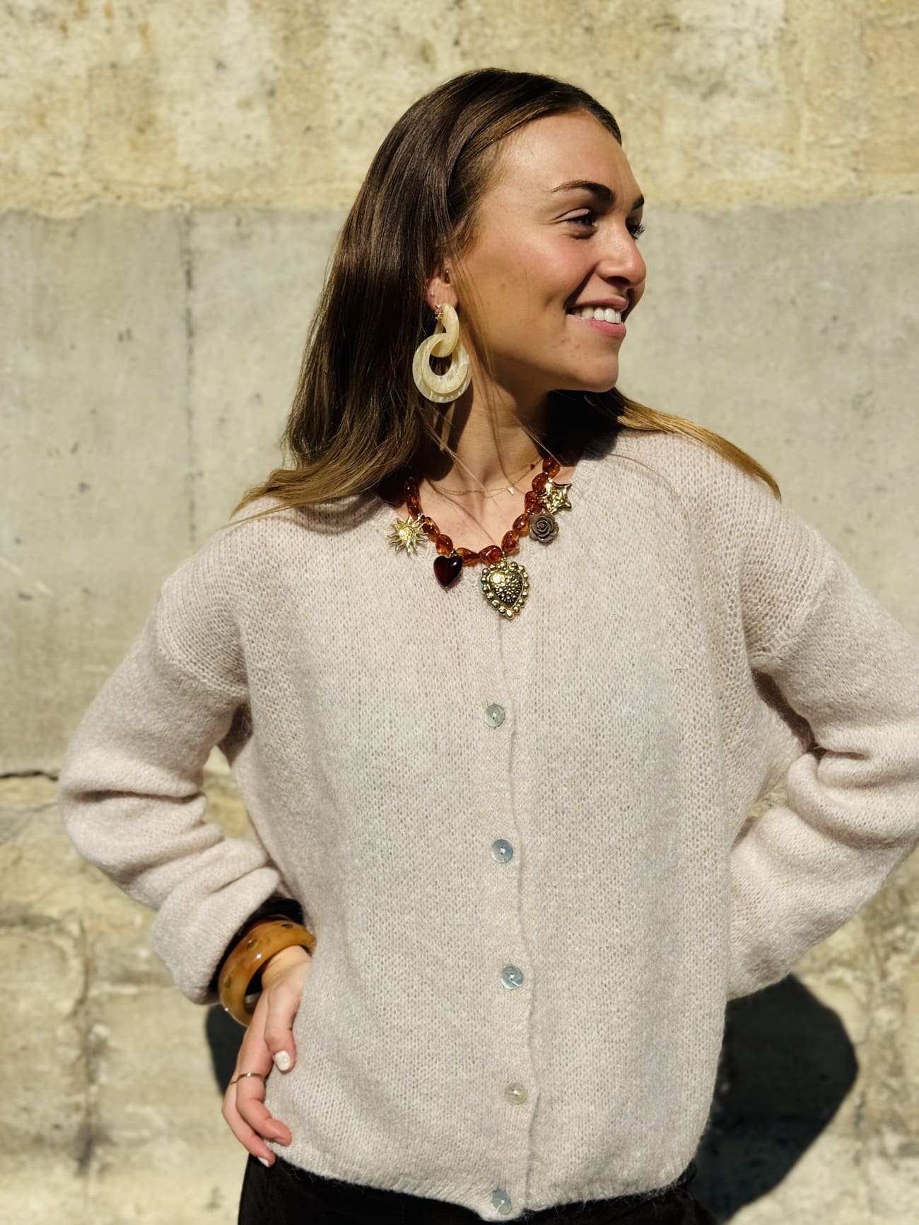 GILET AVEC MOHAIR - BEIGE - SERGE