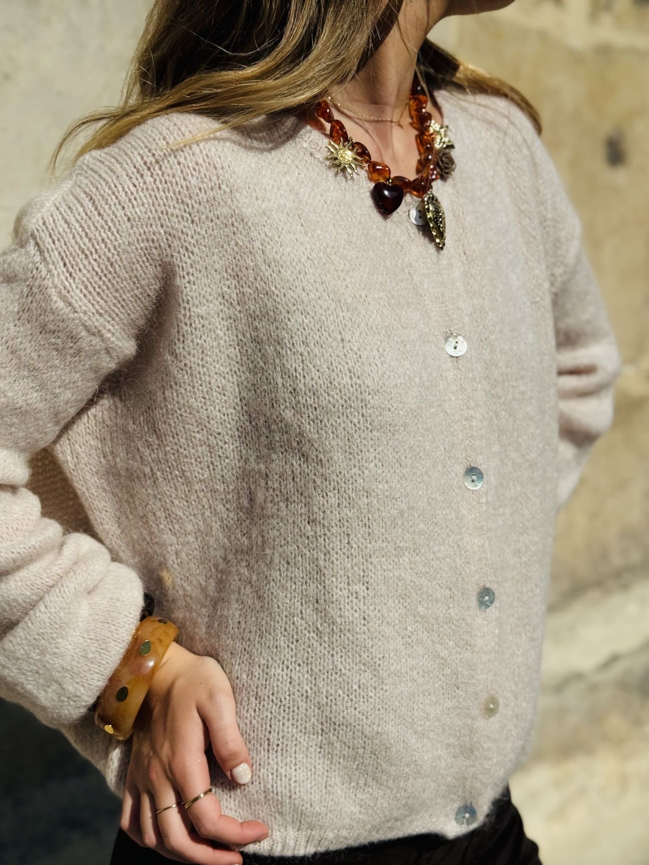 GILET AVEC MOHAIR - BEIGE - SERGE – Image 2