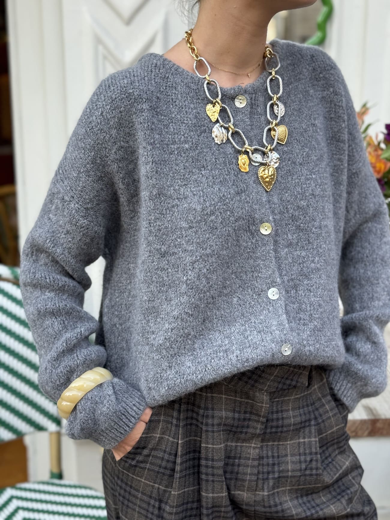 GILET AVEC ALPAGA - GRIS - CHARLOTTE