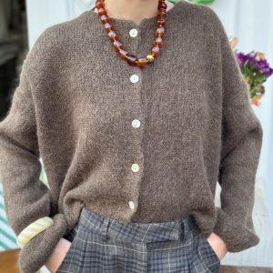 GILET AVEC MOHAIR - MARRON - LIVIA
