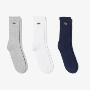 LOT DE 3 PAIRES DE CHAUSSETTES LACOSTE BLEU/GRIS/BLANC